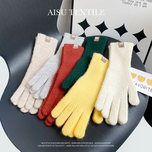 Touchscreenhandschoenen voor dames herfst- en winterwarme handschoenen, verdikte heren- en damesgebreide handschoenen met wol