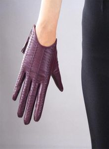 Touchscreen handschoenen echt leer puur geïmporteerde geitenhuide tassel ritssluiting korte stijl donkerpaarse vrouwelijke touchfunctie7281982