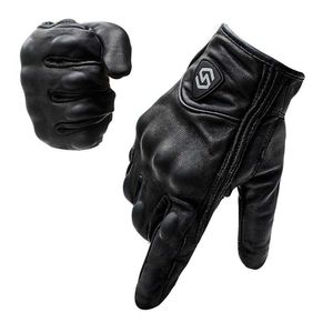 Gants de moto à écran tactile en cuir doigt complet gant d'équitation gants de cyclisme noirs accessoires de course tout-terrain M/L/XL/XXL H1022