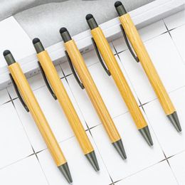 Écran tactile Appuyez sur Bamboo stylo de haute qualité en bois pur publicitaire Ballpoint peut faire du logo