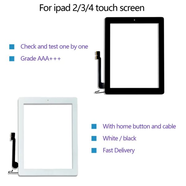 Calidad de la pantalla táctil para la asamblea de cristal del reemplazo del frente del digitizador del iPad 2/3/4 con el botón casero LL