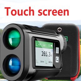 Touch Screen Range Finder Golf Telescoop Oplaadbare Laser RangeFinder LCD-scherm Afstandsmeter met vlag-Lock 600m 210728