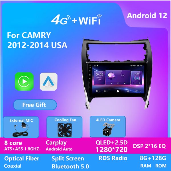 Pantalla táctil Video Android Car Radio 2.5D Autoradio Autoradio Multimedia Player 2 Din Car Audio Stereo para Toyota Camry 2012-2014 (versión de EE. UU.)