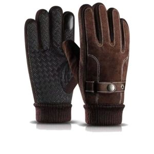 Écran tactile d'hiver gants gants nouveaux épaississeurs en plein doigt mittens cuir sport extérieur gants décontractés chauds