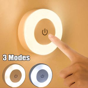 Touch Sensor LED 3 Modes USB Oplaadbare Magnetische Base Wandlamp Ronde Dimmen Kleine Nachtverlichting Room Decor HKD230628