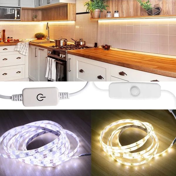 Tactile Set à la bande LED Set DC 5V 2835 SMD Éclairage blanc chaud pour le lit de la salle de bain sous le lit Vanité Armoire Armoire à la maison décor