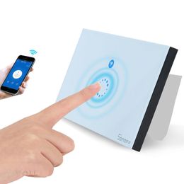 Interruptor de luz Wifi de pared táctil Panel de vidrio inteligente de EE. UU. Control remoto inalámbrico inteligente para el hogar a través del teléfono AC90-250V