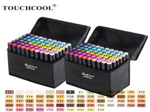 TOUCHCOOL Art Marker 168 kleur markeerstift aquarel penseel pen schets marker Dual Tip tekenkunst penseel pennen op alcoholbasis Y2007093298899