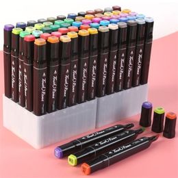 1224404880LOT Markers Handgeschilderde manga -tekenmarkers Pen Alcoholgebaseerde schets Oile Twin Brush Pen Bookmark 201120