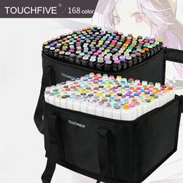 TouchFIVE 168 Color Art Markers Set Dual Headed Artist Sketch Vette Alcohol gebaseerde markers Voor Animatie Manga luxe pen school sup187S
