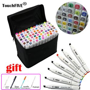 TouchFive 80 kleuren Dual Head Markers Pen Sketch Tekening Animatie Copic Markers Set voor Artist Manga Graphic Based