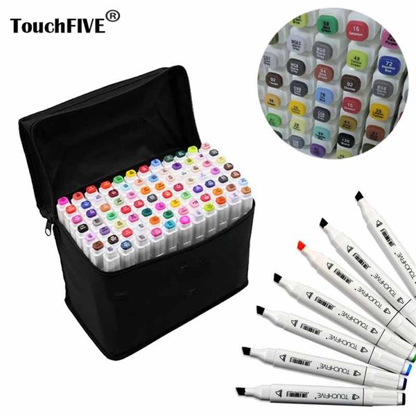 Touchfive pintura arte marca pluma Alcohol marcador pluma dibujos animados Graffiti boceto marcadores táctil doble dibujo manga arte suministros 210k