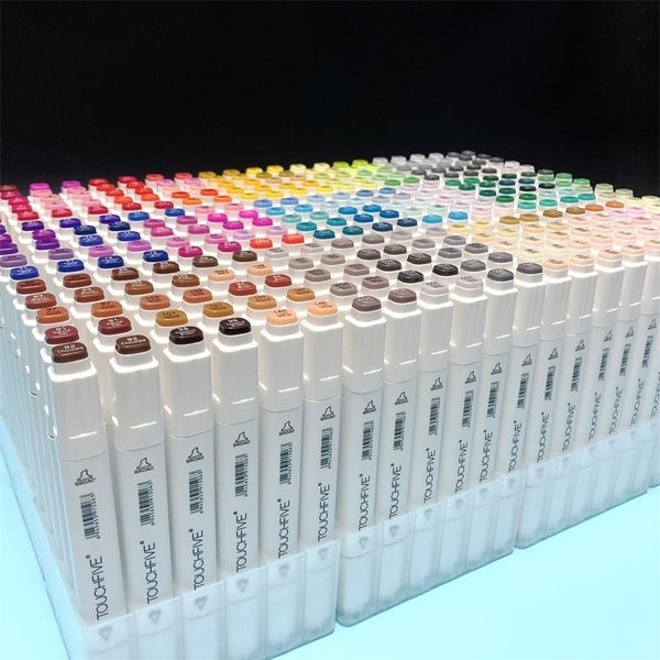 TouchFive Wholesale 30 40 60 80 168 Color Set Set AlcoholIc Based Art Marker Set Best for Manga Dual Headhed Sketch Markers Pen 201128 S