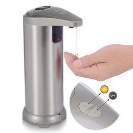 Distributeur automatique de savon liquide pour les mains en acier inoxydable avec capteur de mouvement infrarouge sans contact pour salle de bain cuisine Waterpr258a