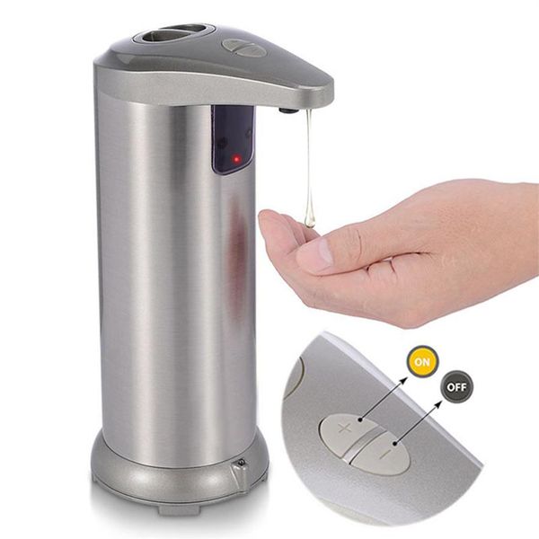 Dispensador automático de jabón de manos líquido para platos de acero inoxidable con Sensor de movimiento infrarrojo automático sin contacto para baño cocina Waterpr258a