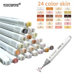 TouchNew Art Markers Dual Brush Pennen Grafische huidskleur Pennen Alcoholgebaseerde schetsen inkt voor het tekenen van manga -markers