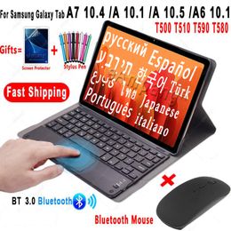 Funda con teclado táctil para Samsung Galaxy Tab A7 2020 10,4 A 10,1 2019 10,5 2018 A6 2016 T500 T510, funda para tableta y ratón inalámbrico