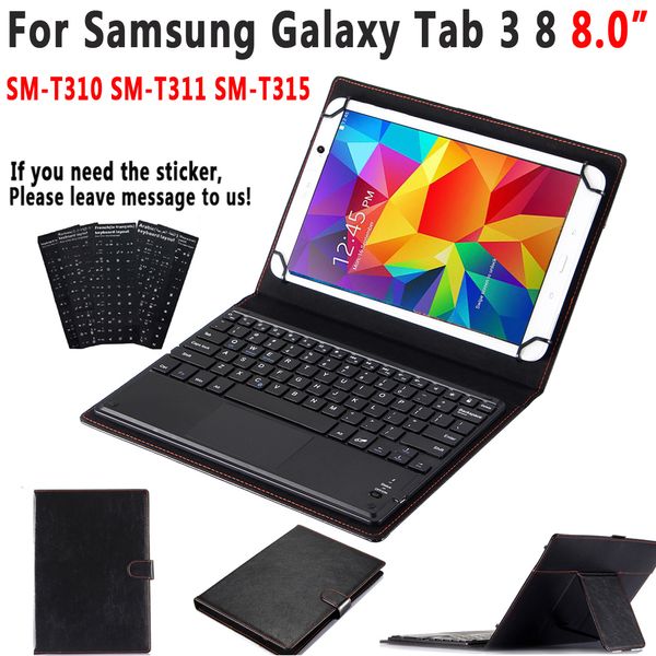 Étui pour clavier TouchPad pour Samsung Galaxy Tab3 Tab 3 8 8.0 SM-T310 SM-T311 T310 Housse en cuir PU Clavier Bluetooth + Stylet