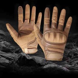 Gants de Moto en cuir pour écran tactile, équipement de protection tactique pour Motocross, Pit Biker, pour course, doigt complet pour hommes