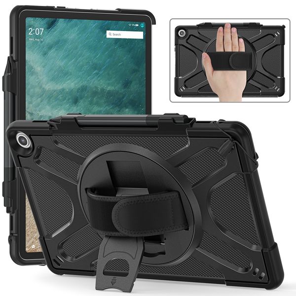 Housse de protection robuste avec dragonne et béquille rotative à 360° pour tablette Amazon Kindle Fire Max 11 (13e génération, version 2023)