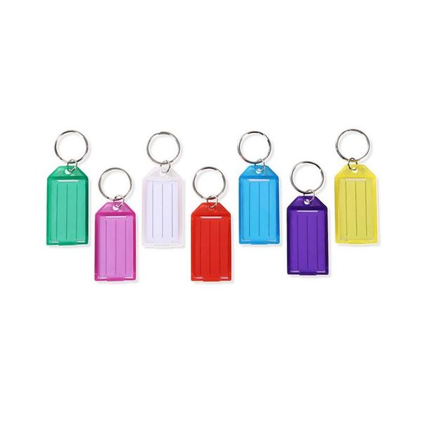 Étiquettes de clé en plastique robuste avec étiquette d'anneau fendu fenêtre d'identification étiquette de porte-clés nom MTI couleurs livraison directe Dhofv