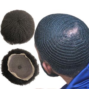 Toupet 4mm Full Lace Wave # 1b naturel noir malaisien vierge cheveux humains postiche 8x10 toupet pleine dentelle unité pour hommes noirs