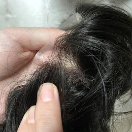 Toupee voor Mannen Haar Haarsnikel 0,06mm Dunne Huid V-Loop Lichtdichtheid Pruikvervangingssystemen Mens Pruik