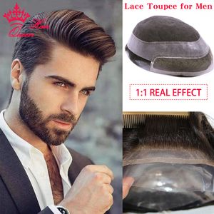 Toupee voor mannen kanten front mono top duurzame mannelijke haarprothese toupee pruik voor mannen maagdelijk menselijk rauw haarsysteem eenheid heren pruiken koningin haarproducten