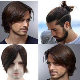 Toupets Eseewigs postiche humaine Remy européenne pour hommes toupet Ultra Transparent peau mince PU remplacement cheveux pièces 10x8 marron 2 couleurs