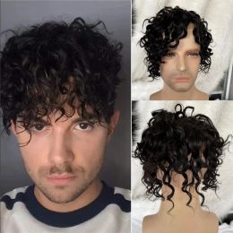 Toupees eSeewigs volledige Franse kanten heren toupee losgolf Europese mensenhaarvervangingssystemen voor mannen haarstukje 8x10inch #1B kleur