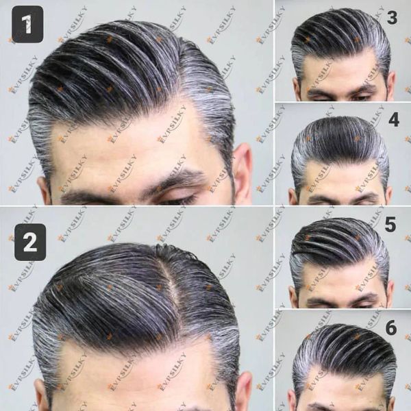 Tupés Onda gris 0,02 mm Tupé fino para hombres 100% cabello natural Cabello humano Remy Sistema de reemplazo indio Prótesis capilar Vloop