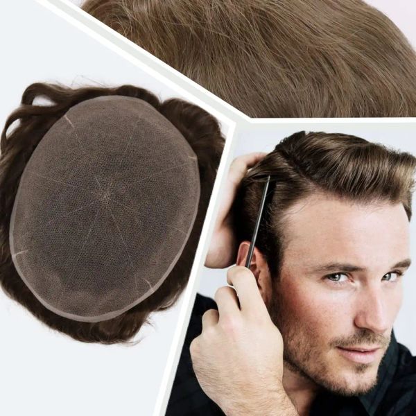 Toupets de cheveux humains toupet pour hommes pièces de cheveux européens hommes 8x10 