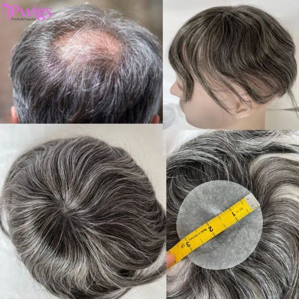 TOUPEES PWIGS1B40 GUILLE GUILLE PU Bald Spot Patches de cheveux européens Toupee pour hommes 8 cm x 8 cm Colle de morceaux de cheveux sur le système de remplacement des cheveux