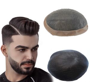 Toupees toupee voor mannen Fijne mono mannen toupee menselijk haarvervangingssysteem haarprothese natuurlijke zwarte haareenheden