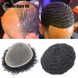 Toupees toupees 8x10 Afro kinky krullende volle kant mannen toupee ademende niet -detecteerbare kant heren 100% menselijke haart tepee mannen systemen eenheid