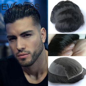 TOUPEES TOUPEES EVASFOS TUPEE MEN NATUREL REMY HUMAN HUMAN MALON DURABIE SWISS LACE GUIL