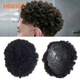 TOUPEES TOUPEES MEN TOUPE TUPEE FULL PU 0.040.06 cm Men Prothèse capillaire Afro Kinky Curly Indian Remy Hair System Unité