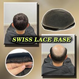 TOUPEES TOUPEES Men du toupet Full Swiss Lace Base Bleach Not Systems de cheveux humains Unit Houstable Prothesis capillaire masculin Natural pour les hommes