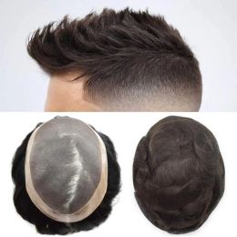 Toupees toupees hombres toupee reemplazo de cabello mono para hombres cabello masculino natural prótesis capilares capilares duradero 100% real de cabello humano real