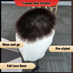 TOUPEES TOUPEES CHEURS CHEVEUX TUPEE PRESTYLED POUR LES MENS CUT COUPE FULLE BASE SYSTÈME DE CHEVEUR HUMAIN UNIT