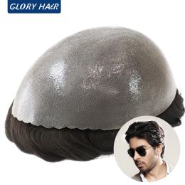 Toupees Toupees Toupees 130% densité prothèse de cheveux masculin India Épaisseur de cheveux humains Pu Second Skin Men pour la perte de cheveux Livraison gratuite