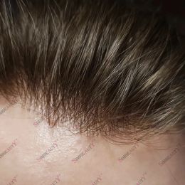 Toupees Ultradunne huid 0,020,03 mm Microskin Human Hair Heren Toupee Ondetecteerde natuurlijke haarlijnprothese Capillair haarsysteem
