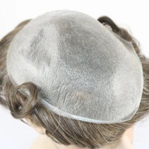 TOUPEES ULTRA LIGNE MENSE MENSEUR TOUPEE VLOOPED 0,03 mm Système de remplacement des cheveux humains Toupee pour les hommes SEAU super mince Pièce de cheveux naturel 8 