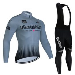 Tour de Italy Ditalia Cycling Jersey Set Premium Antiuv Manica Lunga Downhill Suit Autunno QuickDry Pro Racing Unifor 240506