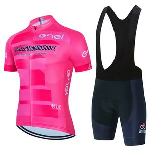 Tour de Italie Ditalia Pink Cycling Jersey Set Breathable Vêtements Mtb Vêtements Bicycle Bib Pants Bike Race Sportswear 240506