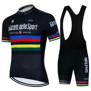 Tour of Italy Mens Cycling Jersey Sets Bicycle Short Sleeve Clothing Bike Maillot Ademende Bib Shorts 240416