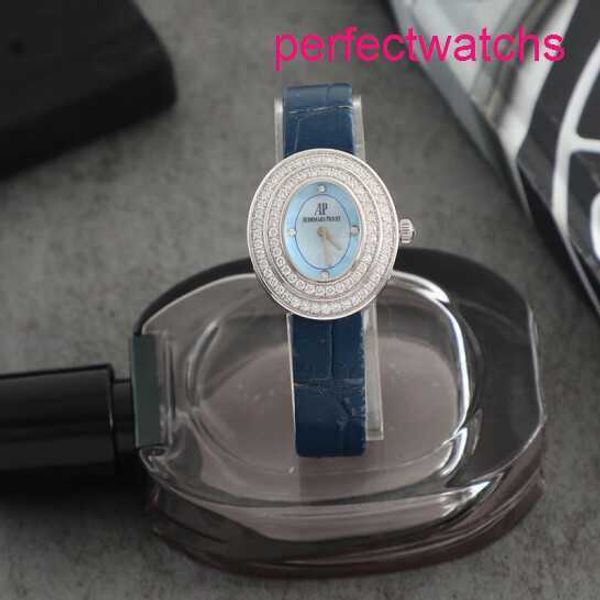 Tourbillon AP Wrist Watch 67395BC Femme Blue Blue Plaque d'origine Diamond 18K White Gol Quartz Loes Watch