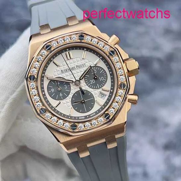 Tourbillon AP Wrist Watch Epic Royal Oak Series 26231Or Womens 18K Rose Gold Original Diamond Panda Face 37 mm Mécanique automatique