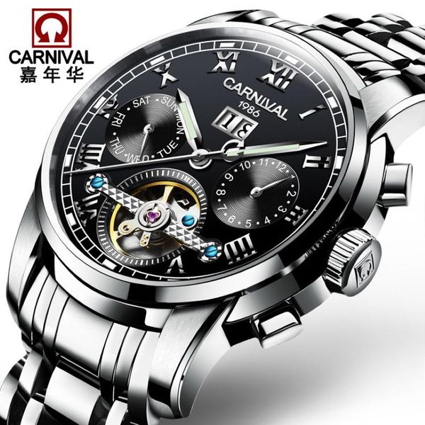 Tourbillon Automatic Watches Hombres de carnaval Top Machinery Machinery Watch Men Imploudpon Wall Wallwatches 272J