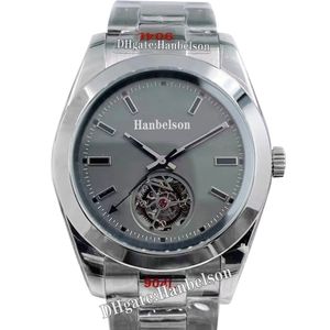 Tourbillon Reloj para hombre Esfera gris relámpago Movimiento automático Reloj de pulsera 40 mm Cristal de zafiro Plata todo acero Cierre plegable Reloj mecánico